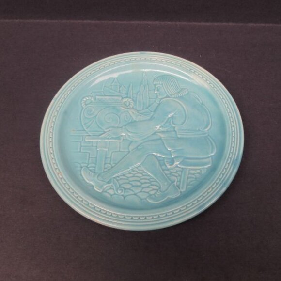 Homer Laughlin China Turquoise FIESTA 7 Inch 1939 Worlds Fair Potters Plate - Picture 2 of 4